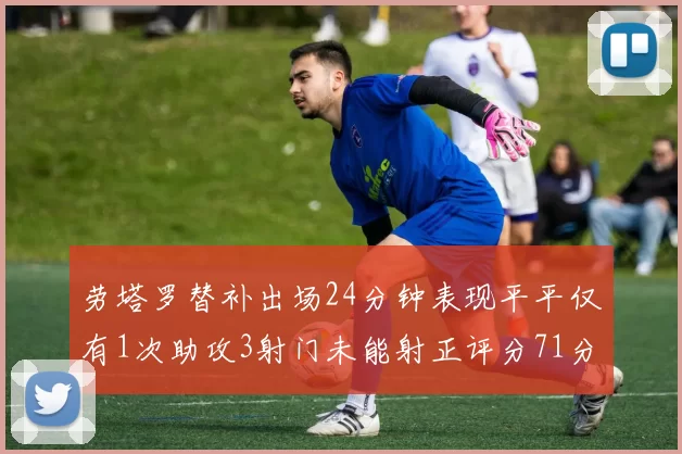 劳塔罗替补出场24分钟表现平平仅有1次助攻3射门未能射正评分71分